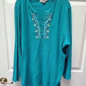 e Woman Within Blue Embroided Top 2X